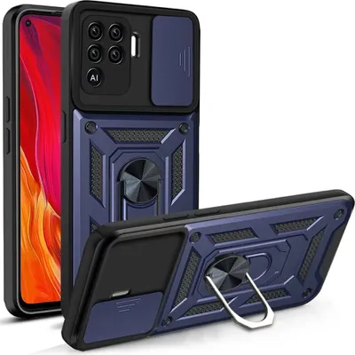 Image de OPPO A94 4G Case with Ring, Stand, Camera Protection, TPU Bumper, Silicone Case for OPPO A94 4G blue