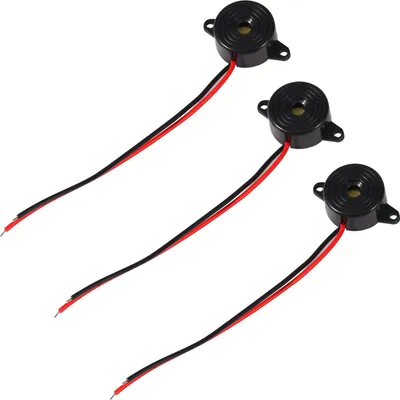 Produktbild von 3 Stück piezoelektrischer Summer, aktiver Ton, Gleichstrombetrieb, elektronischer Signalgeber, 23 mm Durchmesser, 12 mm Höhe, 100 L