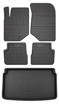 Image de Tapis en caoutchouc + bac de coffre pour Opel Mokka B 2019- (plancher haut) – 5 pièces, noirs, sur mesure