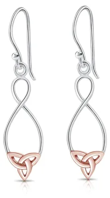 Immagine prodotto di Orecchini in argento sterling 925 con nodo celtico triplo placcato in oro rosa