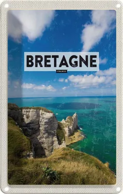Produktbild von vianmo Blechschild 30x20 cm Bretagne France Meer Berge Urlaub Bildmotiv Reisemotiv Abenteuer Reisen