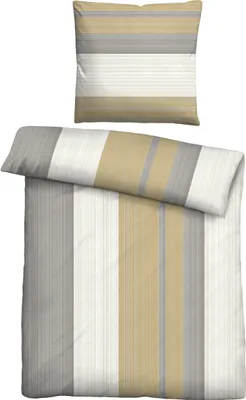 Produktbild von Traumhaft schlafen - Castell - Markenbettwäsche Thermo-Fleece Bettwäsche 0360443 LÄNGSSTREIFEN color: honig, size: 1x 135x200 cm + 1x 80x80 cm