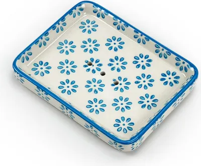 Produktbild von Parusia Seifenschale Blüten hellblau – dekorative Keramik-Seifenschale