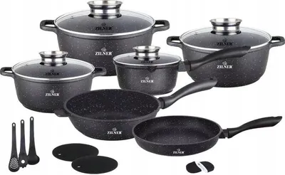 Image de Zilner Set de casseroles 17 pièces revêtement marbre
