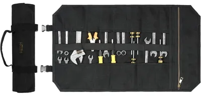 Produktbild von Werkzeug-Rolltasche strapazierfähiges gewachstes Segeltuch 18+1 Taschen 63.5x36.5cm Schwarz