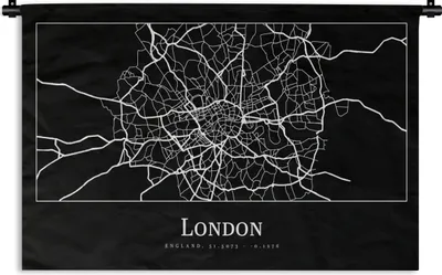Produktbild von MuchoWow® Wandteppich Wandbehang Karte - Stadtplan - London 60x40 cm Tapisserie Dekoration Wandtuch - Wanddekorationen