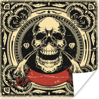 Produktbild von MuchoWow® Poster Eine antike Illustration eines Schädels 100x100 cm - Babyzimmer