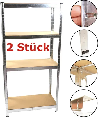 Produktbild von SET 2x Schwerlastregal 80 x 40 x 160 cm, MDF Boden