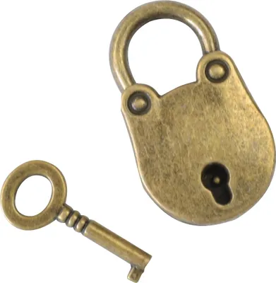 Produktbild von HMF Vintage Deko Vorhängeschloss mit Schlüssel, 3,8 x 2,5 x 1 cm, Bronze
