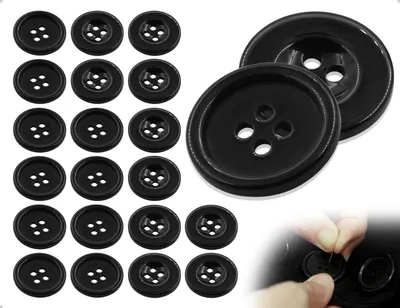 Harsknopen, rund, 30 mm, schwarz, 20 Stück, für Kleidung & Basteln