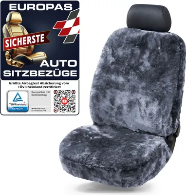 Produktbild von WALSER Lammfell Autositzbezug Monette, 100% Lammfell Sitzbezug für Auto, 1 Stück Lammfell Sitzbezüge Auto Vordersitze, Autositzbezug Lammfell, Autositzbezug Fell, Lammfell Autositz anthrazit