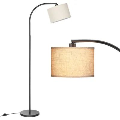 Produktbild von EDISHINE Bogenlampe Stehlampe mit Verstellem & LED Glühbirne & Fußschalter, Bogenleuchte mit Beigen Leinen-Lampenschirm
