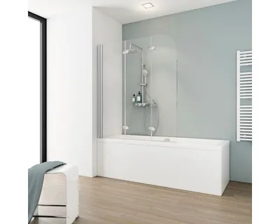Produktbild von SCHULTE Badewannenaufsatz 3-teilig Komfort ExpressPlus 125 x 140 cm Klarglas Profilfarbe aluminium EP3354 01 50 140