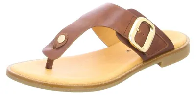 Produktbild von Gabor Klassische Leder Schlupfsandale Braun mit breitem Riemen und weichem Fußbett