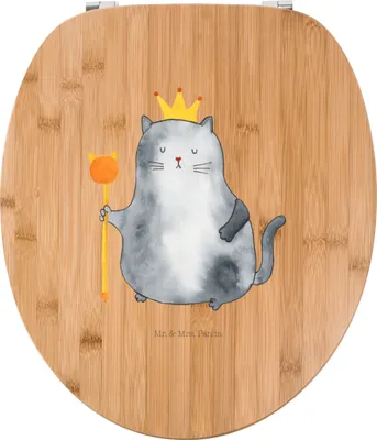 Produktbild von Mr. & Mrs. Panda Toilettendeckel Katze König - Transparent - Geschenk, Klobrille, Katzen, WC Sitz, Toilettenbrille, Brille, Cat, Familie, Wohnung, Königlich, Klodeckel