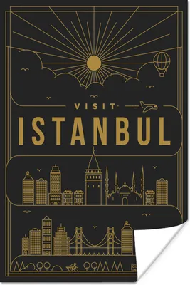 Produktbild von MuchoWow® Poster Stadtbild Istanbul - schwarz 120x180 cm - Kunstposter