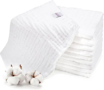 Produktbild von Feuchttücher 10er-Pack – 35x50 cm, saugfähige Tücher – doppellagig – 100% Baumwolle – weiß
