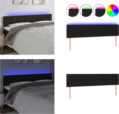 Produktbild von vidaXL LED Kopfteil Schwarz 180x5x78/88 cm Stoff - LED Kopfteil - LED Kopfteile - Kopfteil - Bett-Kopfteil