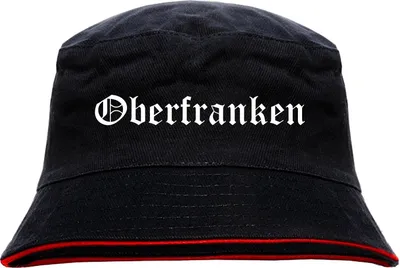 Produktbild von Oberfranken Anglerhut - Altdeutsche Schrift - Schwarz-Roter Fischerhut S/M SchwarzRot