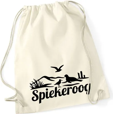 Produktbild von Huuraa Turnbeutel Spiekeroog Strandmotiv 12 Liter Natural Baumwolle Rucksack Geschenkidee