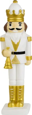 Produktbild von Deko-Nussknacker Figur - Weiß-Gold, 22 cm - Weihnachtsdeko - 19255
