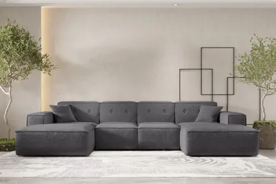 Produktbild von Wohnlandschaft Sofa U-Form CESINA in Stoff Ascot Bukla Grafit