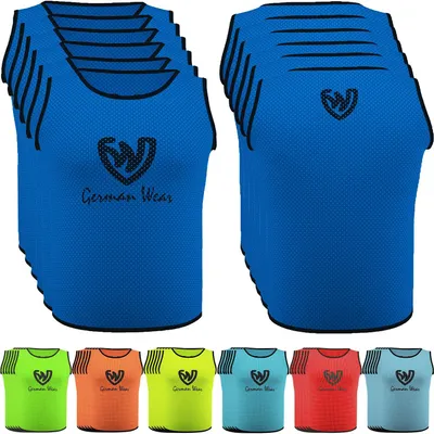 Produktbild von 6x Fußball Leibchen (6er-Set) Trainingsleibchen Markierungshemd Fußballleibchen für Kinder Jugend und Erwachsene, Farbe:Orange, Bibs:Junior (M)