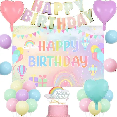 Immagine prodotto di Decorazioni per feste di compleanno a tema pastello, ideali per bambine