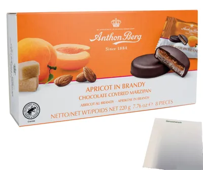 Produktbild von A.Berg Schokolade Aprikose in Brandy (220g Packung) + usy Block