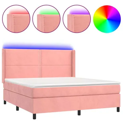 Produktbild von vidaXL Boxspringbett mit Matratze & LED Rosa 160x200 cm Samt