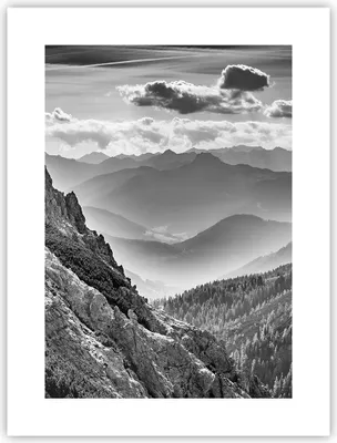 Produktbild von Poster - Poster ohne Rahmen - Schwarzweiß Landschaft Berge - 30x40 cm - Wand Bild - Wanddeko - Wandbilder - Kunstposter - Wandposter - Bilder - Kunstdruck - Wanddekoration - Wandbild - P2XPA30x40-4560