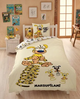 Imagen del producto de Funda de edredón Marsupilami, diseño familiar, 140 x 200 cm, 65 x 65 cm, tejido de poliéster y algodón
