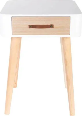 Produktbild von HowHomely | Nachttisch mit Ledergriff - 48cm - Weiß