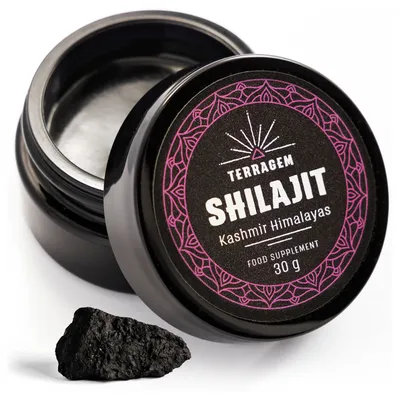 Produktbild von TERRAGEM Shilajit Kashmir Himalaya – Premium Mumijo – 100% Natur – Mineralstoffreich & Nährstoffreich – 30g Glas – Nahrungsergänzungsmittel