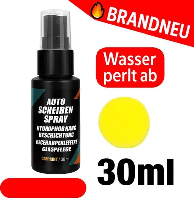 Produktbild von Auto Scheiben Spray Hydrophob Nano Beschichtung Regen Abperleffekt Glaspflege 30 ml