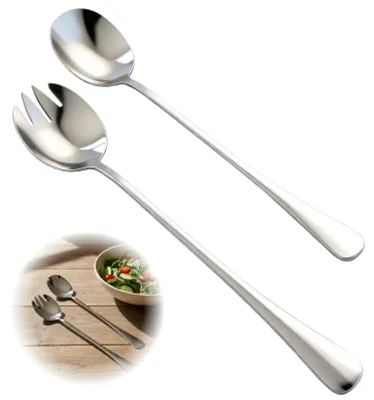 Salatbesteck-Set 2-tlg., Edelstahl, 28 cm, Servierlöffel und Gabel