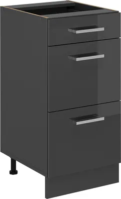 Produktbild von Küchenunterschrank Vicco R-Line Anthrazit Hochglanz 40 cm mit Schubladen, ohne Arbeitsplatte, Model 53515