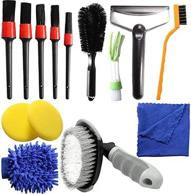Image de Brosses pour voiture, lot de 14, pour le lavage et le nettoyage de la voiture et de la façade extérieure