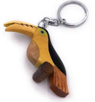 Produktbild von Onwomania Schlüsselanhänger aus Holz Papagei Vogel Sittich Zuchtvogel bunt Anhänger Charm