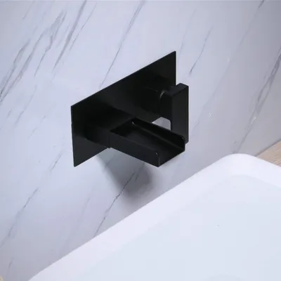 Produktbild von Schwarze Wandmontage-WC-Mischkran Wasserfall aus Messing - Premium