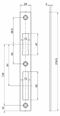 Produktbild von BKS Flachschließblech B-9000 216 x 24 x 3 mm Edelstahl DIN L/R