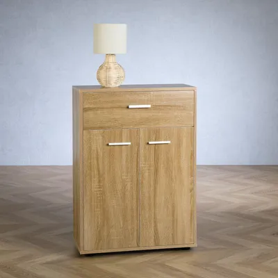 Produktbild von Kommode Sideboard Schrank TOMMY in Sonoma Eiche, Anrichte Highboard mit Schublade und 2 Türen
