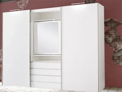 Immagine prodotto di Armadio Magic ad ante scorrevoli Armadio per la camera da letto con elemento specchio girevole a 2 ante 300 cm bianco