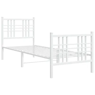 Produktbild von Bettgestell mit Kopf- und Fußteil Metall Weiß 80x200 cm