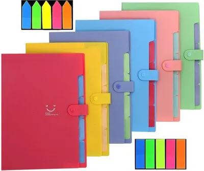 Immagine prodotto di Cartellina A4 flessibile, a 6 scomparti, portatile, organizer a 5 scomparti con 2 fogli per appunti, ampia capienza, per l'ufficio, la casa, la scuola e i viaggi