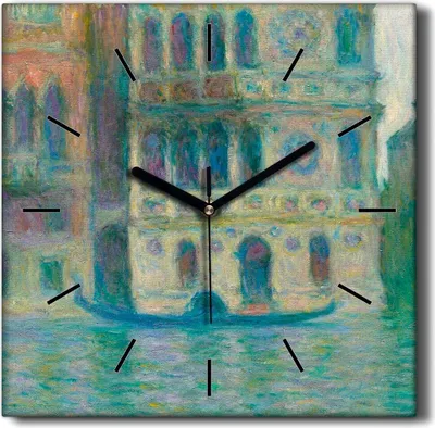 Produktbild von Coloray Hodiny Unikátní 30x30 cm  Tiché hodiny Pro obývací pokoj a kuchyň Nástěnné hodiny Plátno Černé ručičky hodin - Benátský palác Dario Monet