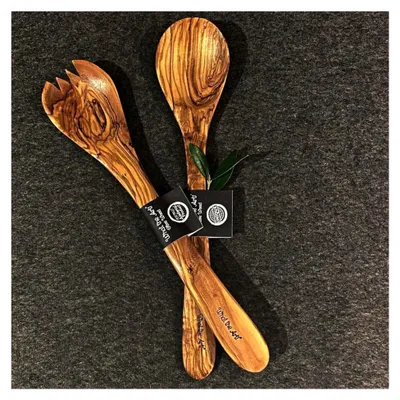 Produktbild von Olivenholz Servierbesteck Gr. L | Salatbesteck | Handarbeit | 30 cm