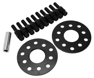 Image de Kit de 2 entretoises de moyeu de 5 mm, de 5x100/5x112, avec boulons de remplacement, pour modèles A3, A4, A5, A6, A8, de 1997 à 2008, de couleur noire