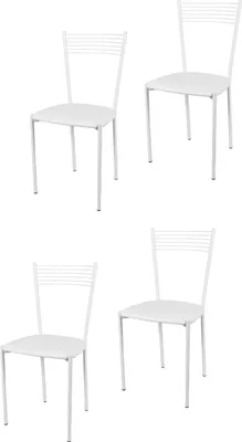 Immagine prodotto di t m c s Tommychairs - Set di 4 sedie moderne ELEGANCE per cucina e sala da pranzo, struttura robusta in acciaio laccato, colore bianco, sedile imbottito rivestito in Pelle finta bianca