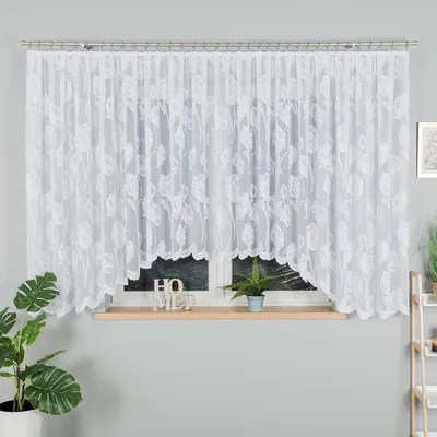 Produktbild von SONIA - Fertiggardine aus Jacquard mit Schnitt unten - 550x160 cm - weiß